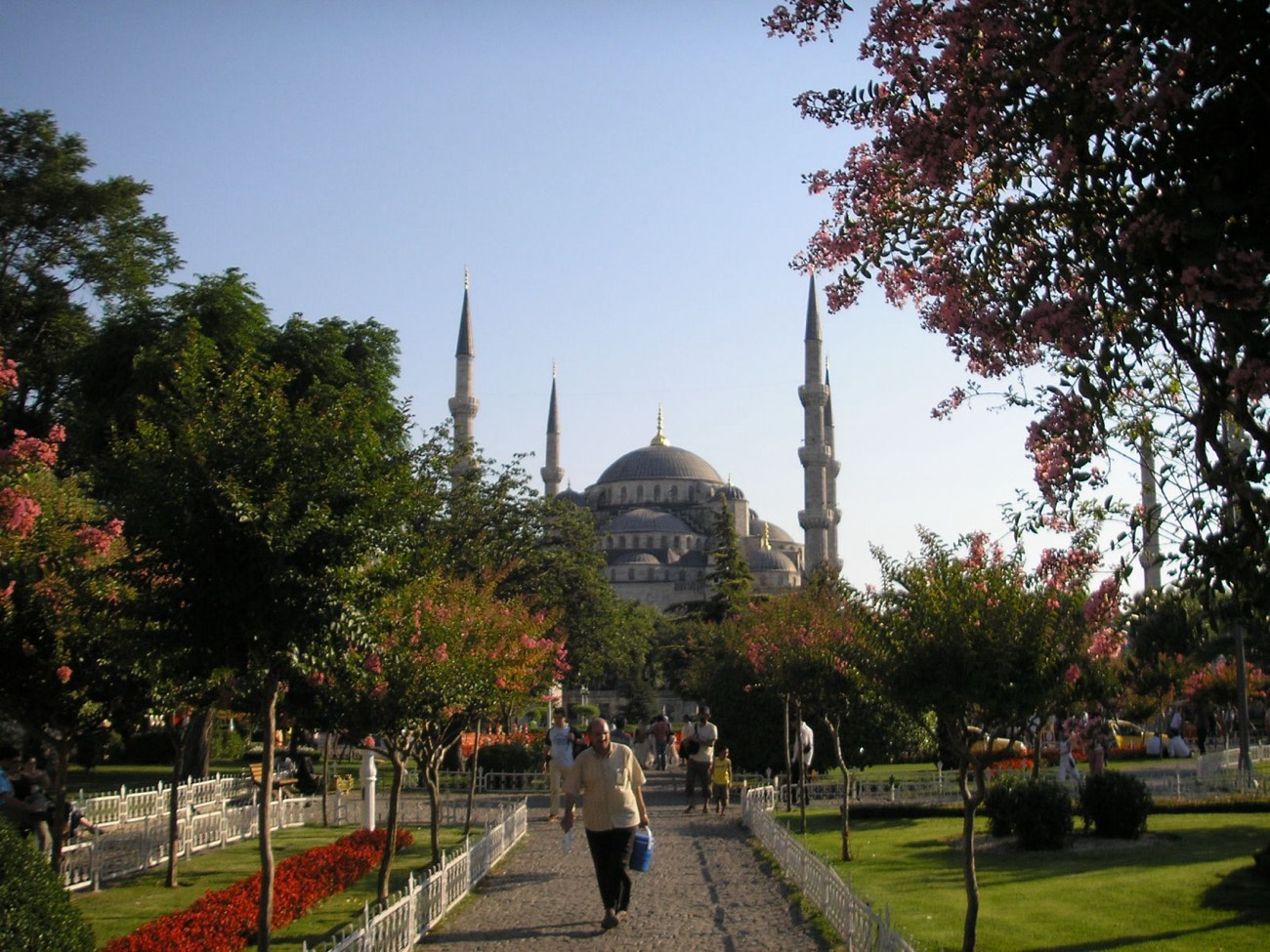 The Blue Mosque (Sultan Ahmed Mosque) with its six minarets in Sultanahmet