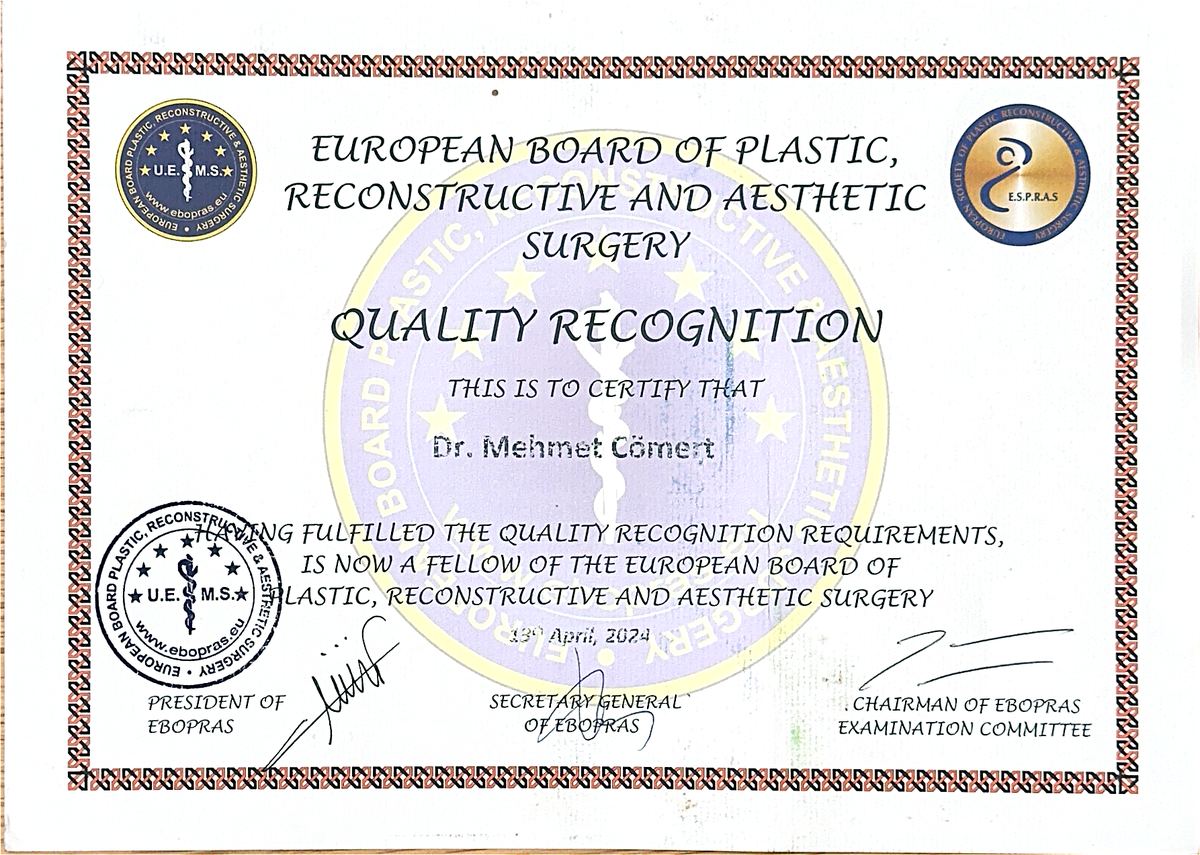 EBOPRAS Quality Recognition — Fellow of the European Board of Plastic, Reconstructive and Aesthetic Surgery