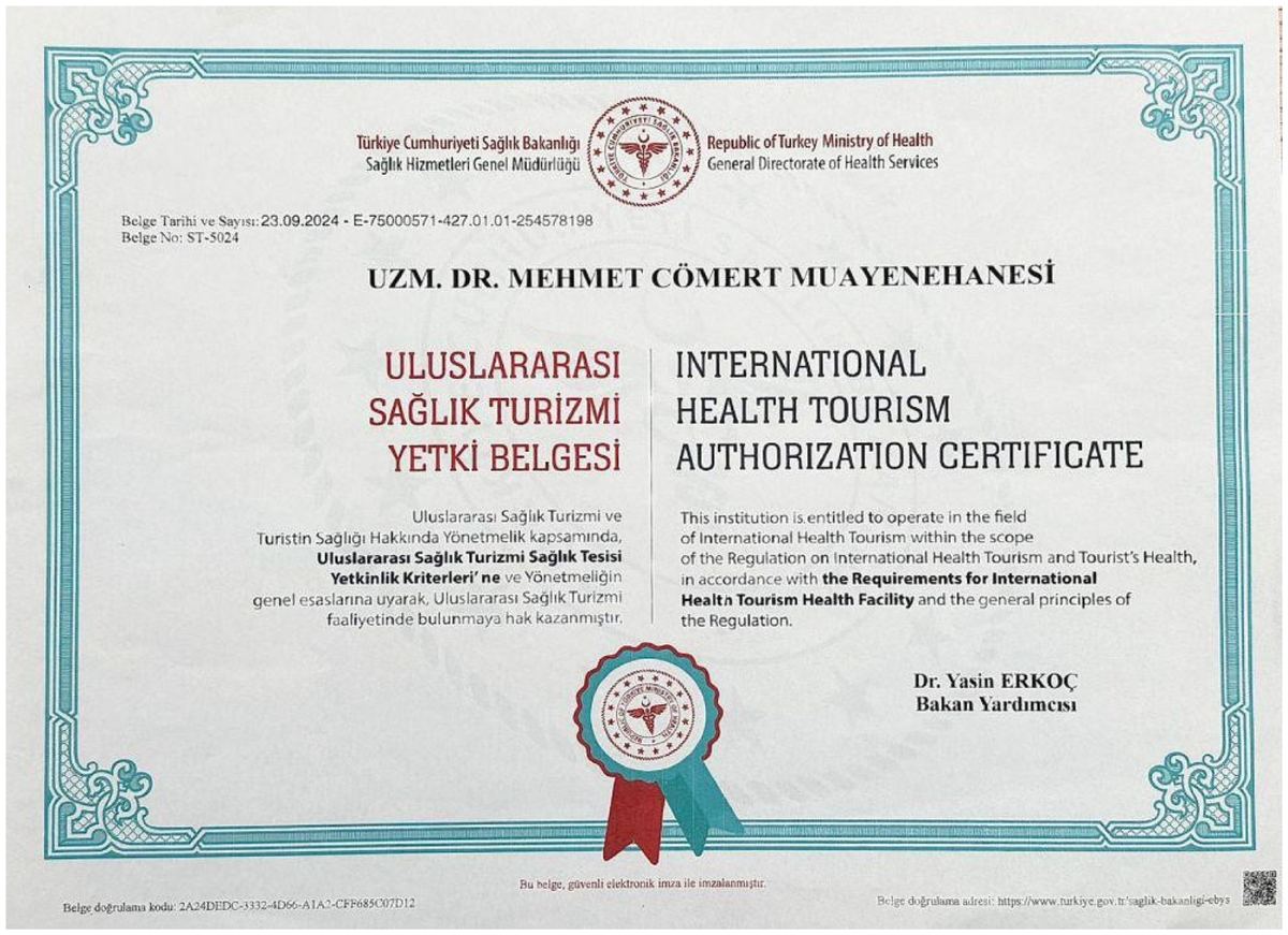 International Health Tourism Authorization Certificate